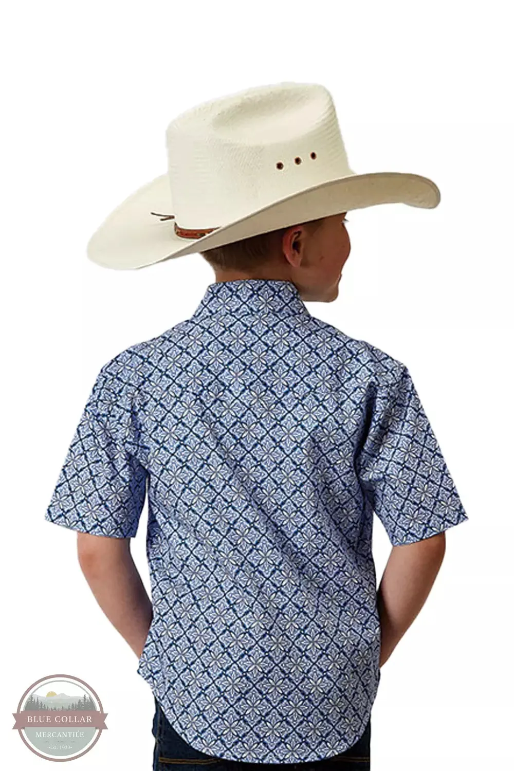 03-031-0225-2024 BU Blue Skies Tie Print Western Shirt