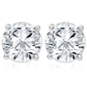 1 1/4Ct Natural Round Certified Diamond Studs in 14k White or Yellow Gold