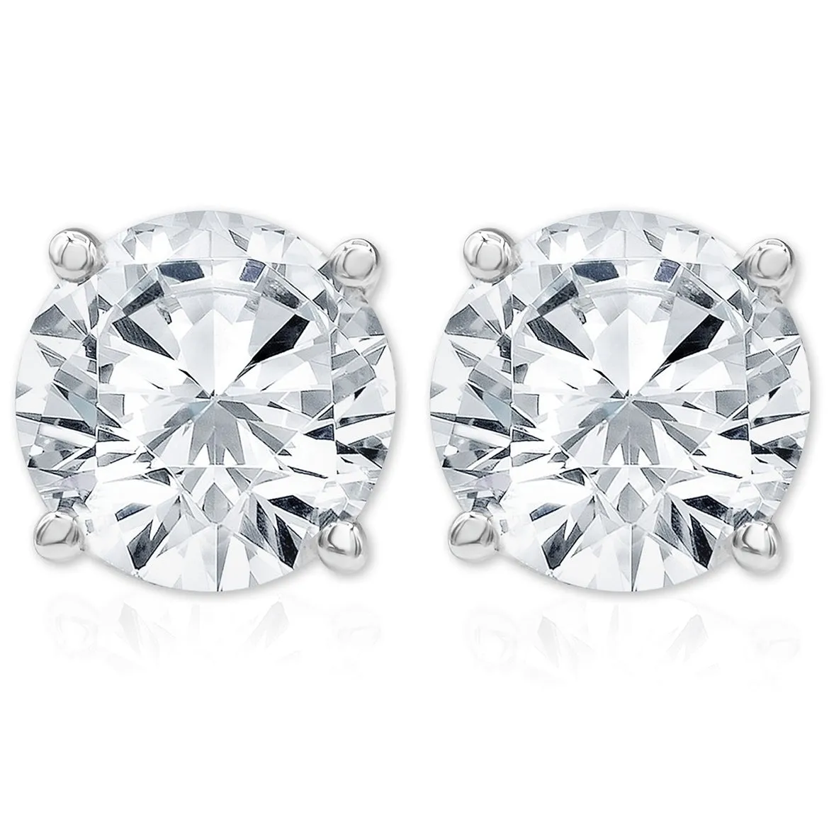 1 1/4Ct Natural Round Certified Diamond Studs in 14k White or Yellow Gold