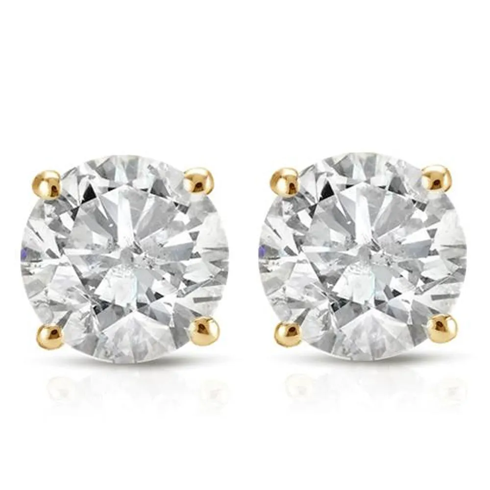 1 1/4Ct Natural Round Certified Diamond Studs in 14k White or Yellow Gold