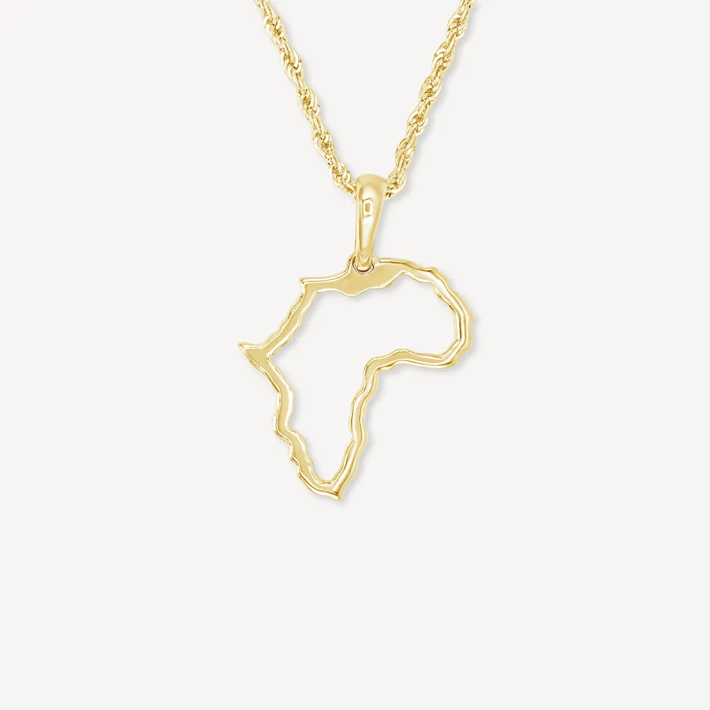 10K Gold Africa Map Pendant