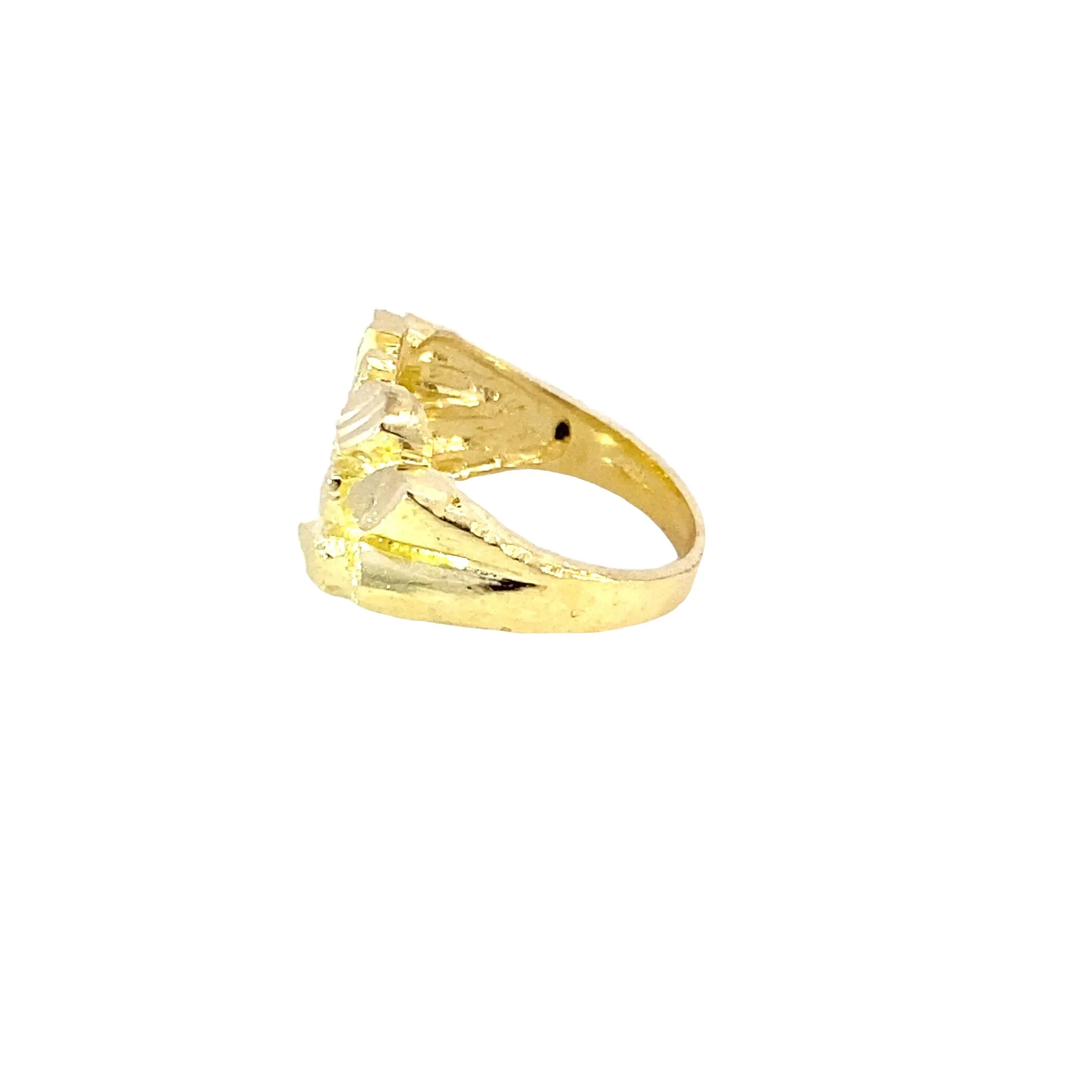 10K Gold Cross Nugget Ring 6 Grams