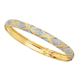 10k Yellow And White Gold High Polished Flex Bangle Bracelet, 7