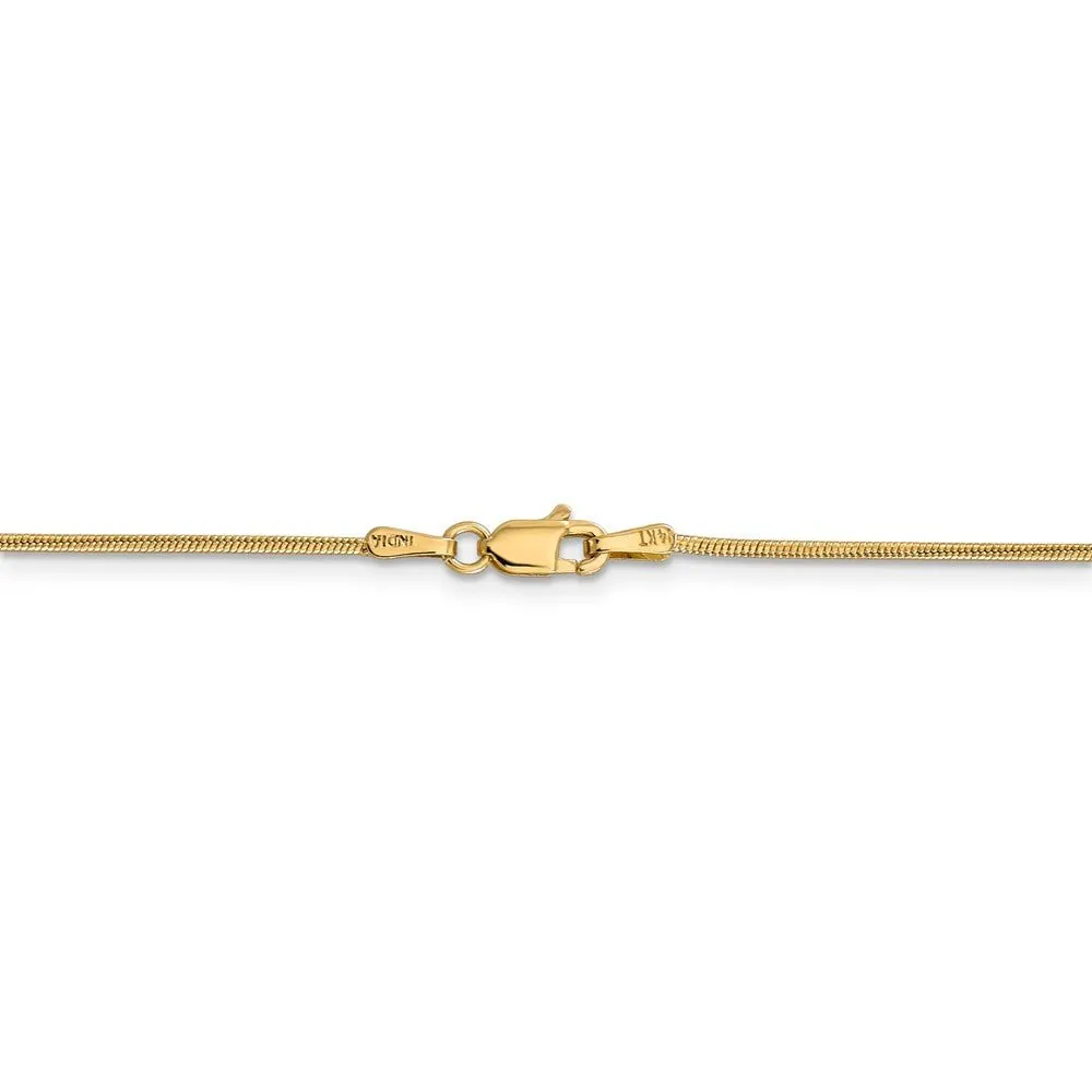 1.1mm, 14k Yellow Gold, Round Solid Snake Chain Necklace