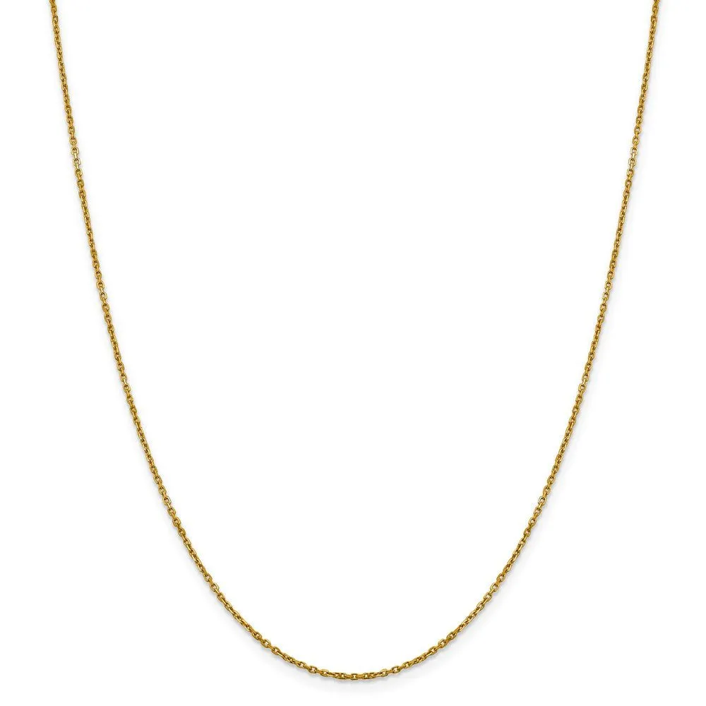 1.25mm 14k Yellow Gold Diamond Cut Solid Rolo Chain Necklace