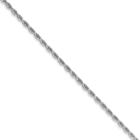 1.3mm 14k White Gold Solid Diamond Cut Rope Chain Bracelet & Anklet