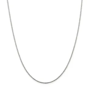 1.3mm Rhodium Plated Sterling Silver Solid Loose Rope Chain Necklace