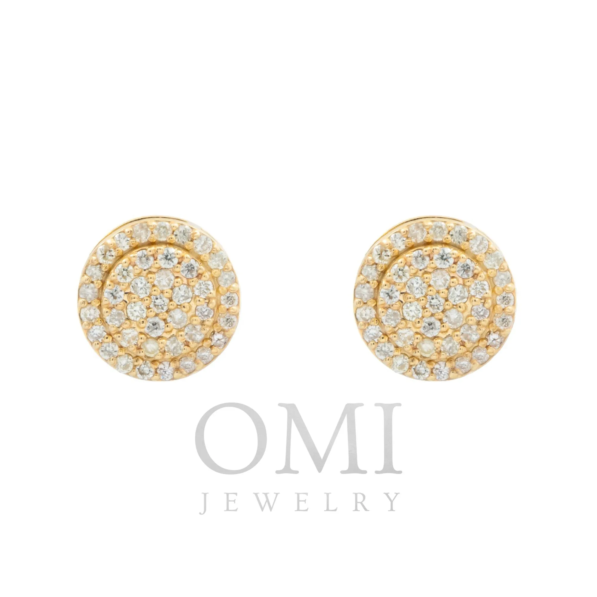 14K GOLD ROUND DIAMOND CIRCLE SHAPE EARRINGS 0.38 CTW