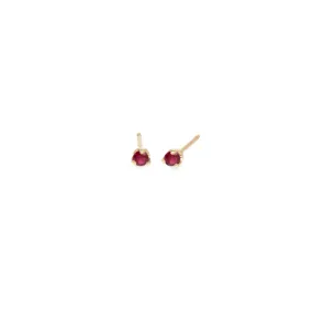 14k Small Ruby Prong Studs | July Birthstone