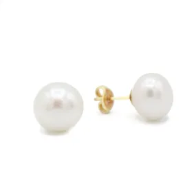 14K Yellow Gold Single Pearl Stud Earrings