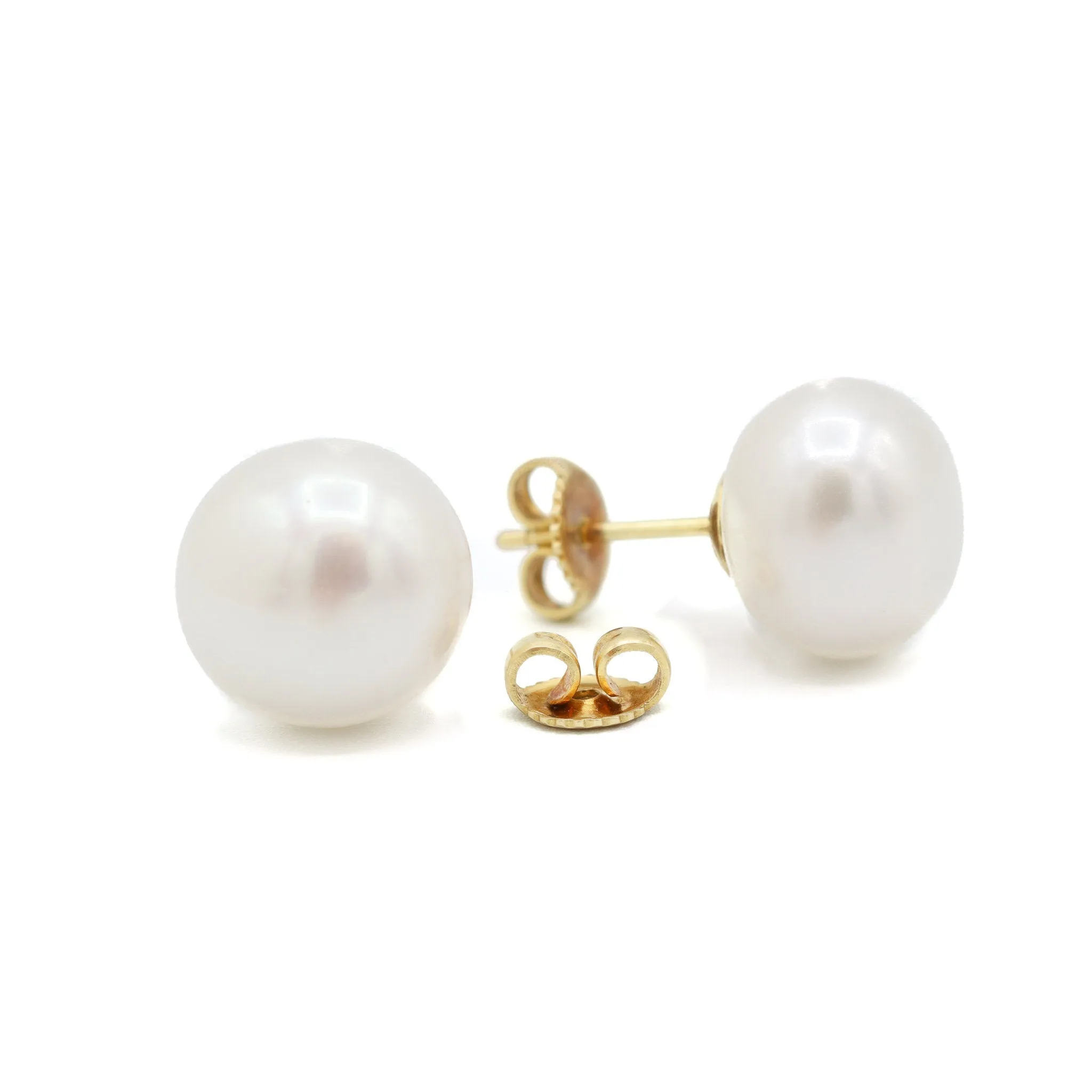 14K Yellow Gold Single Pearl Stud Earrings