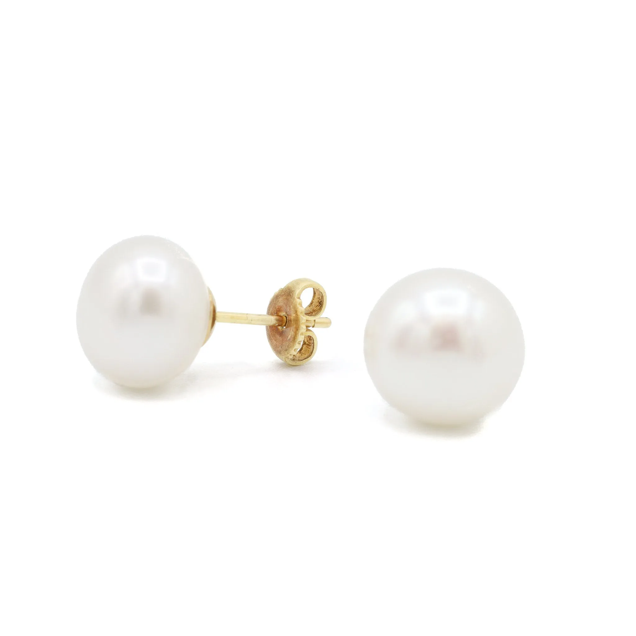 14K Yellow Gold Single Pearl Stud Earrings