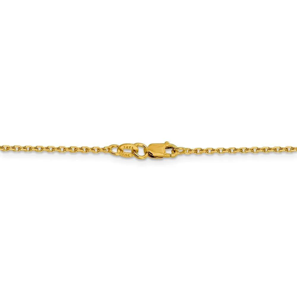 1.5mm 14k Yellow Gold Diamond Cut Solid Rolo Chain Necklace