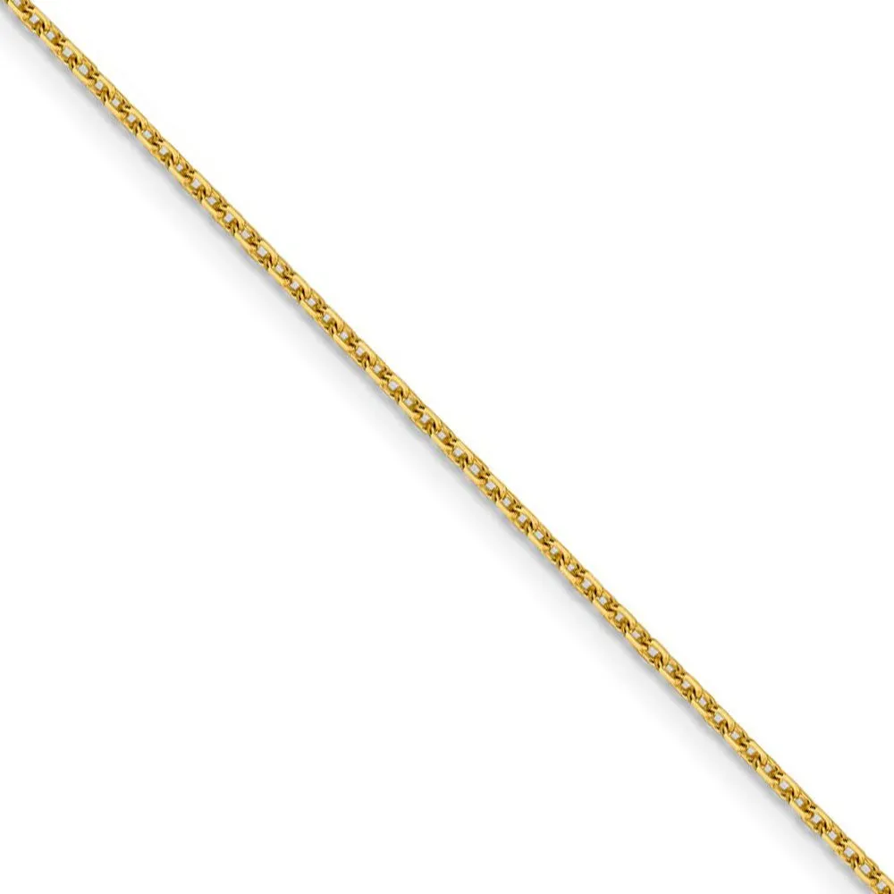 1.5mm 14k Yellow Gold Diamond Cut Solid Rolo Chain Necklace