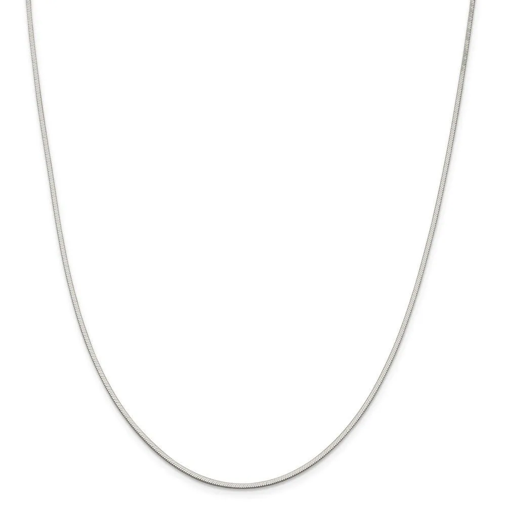 1.5mm Sterling Silver, Octagonal Solid Snake Chain Necklace