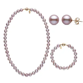 18 Inch 3 Piece 8.5-9.0 mm Lavender Freshadama Freshwater Pearl Set