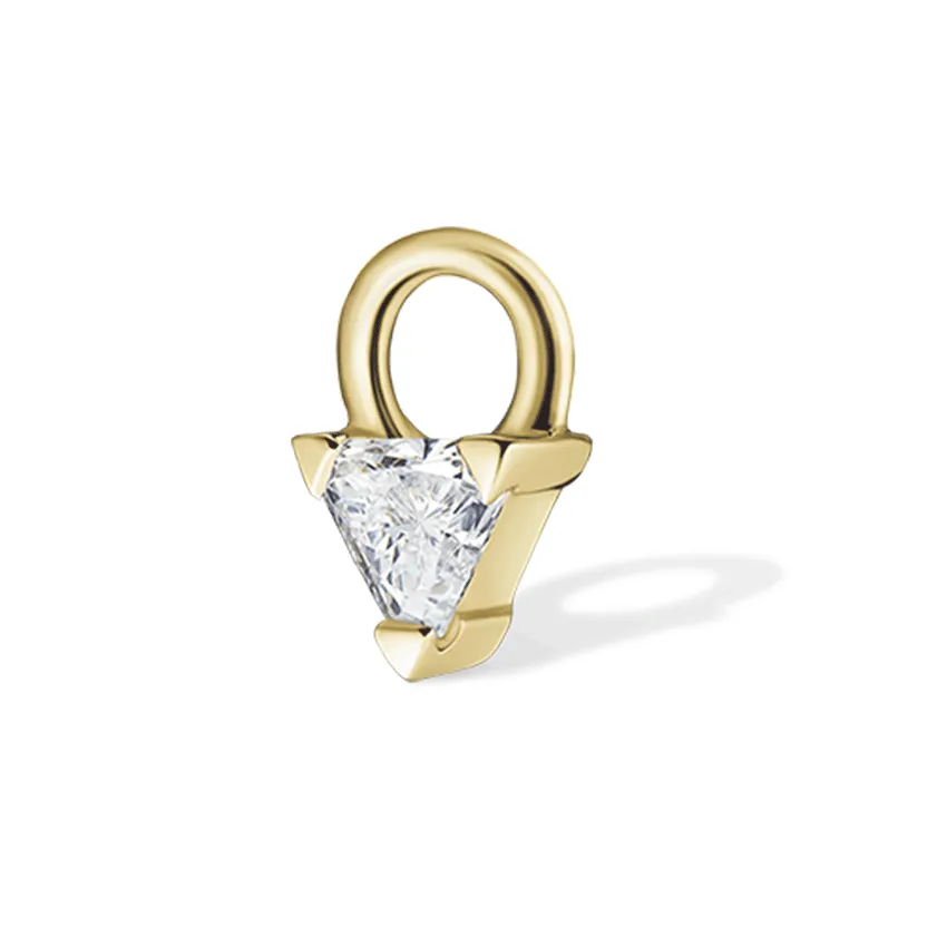 18K Diamond Triangle Charm by Maria Tash in Yellow Gold.