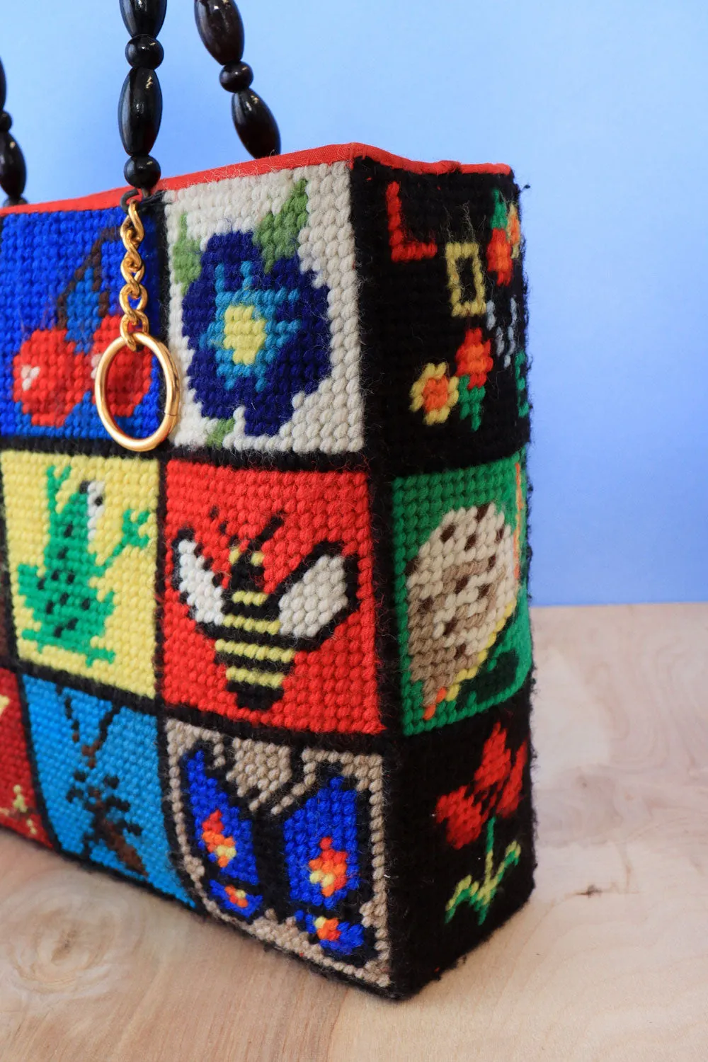 1973 Folksy Needlepoint Handbag