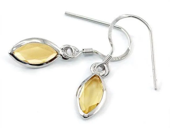 2 Carat Genuine Yellow Citrine 925 Sterling Silver Dangle Fine Earrings MXFE8005