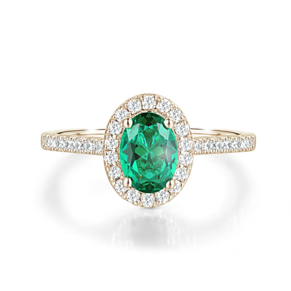 2 CT. Oval Emerald with Classic Halo Ring