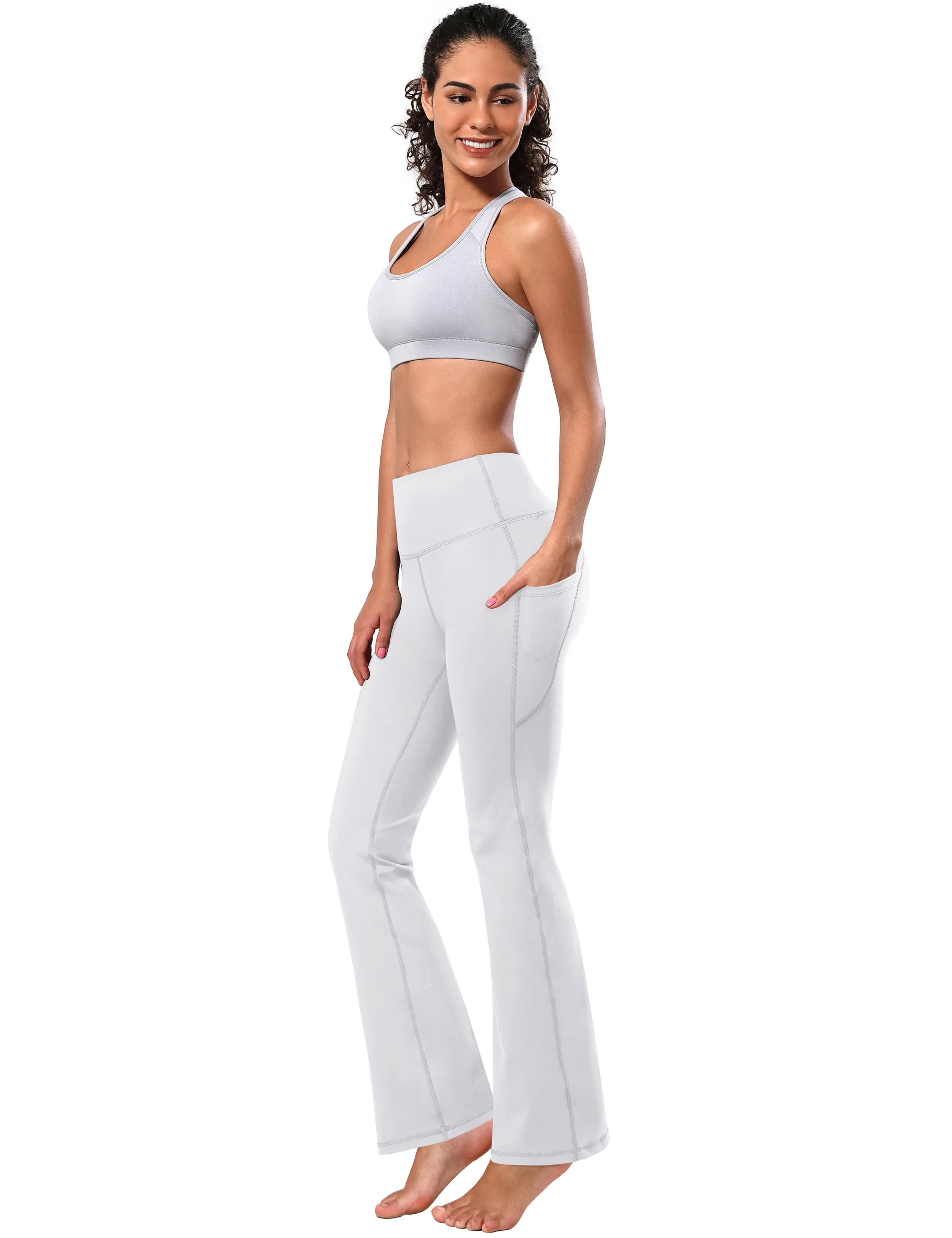 29 31 33 35 37  Side Pockets Bootcut Leggings white_yogastudio