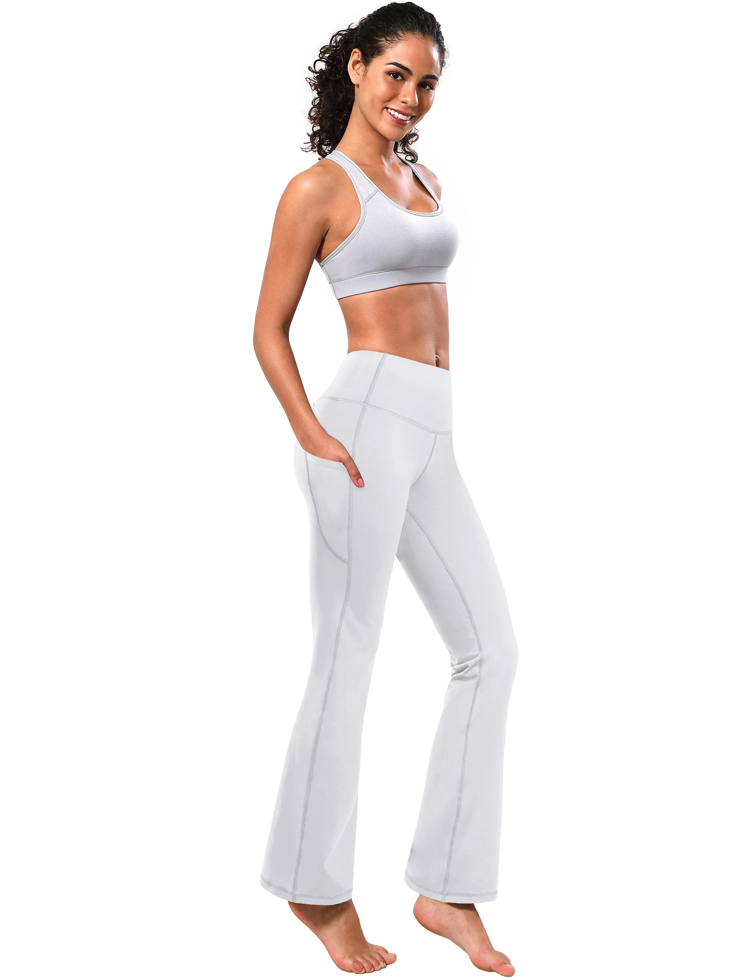 29 31 33 35 37  Side Pockets Bootcut Leggings white_yogastudio