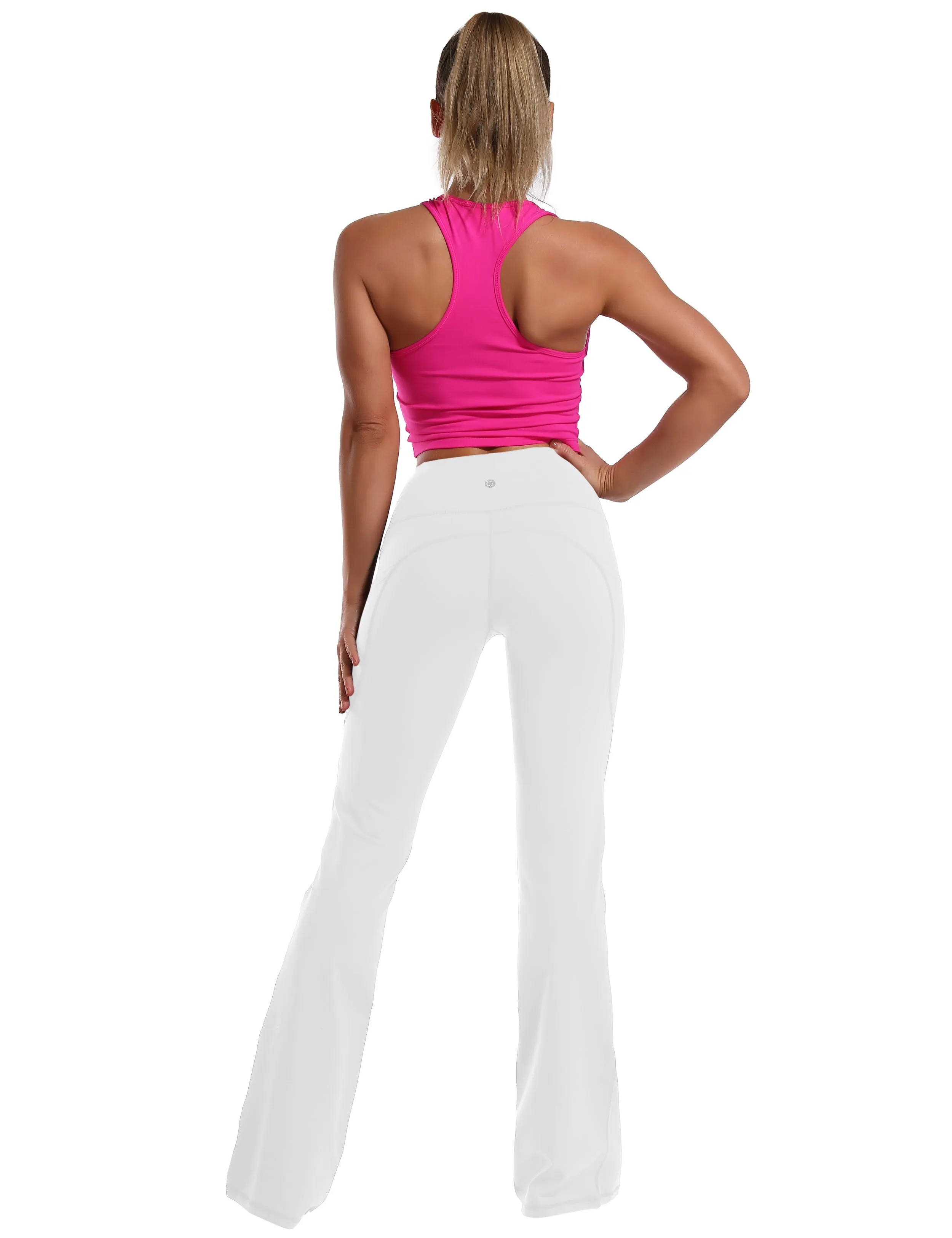 29 31 33 35 37  Side Pockets Bootcut Leggings white_yogastudio