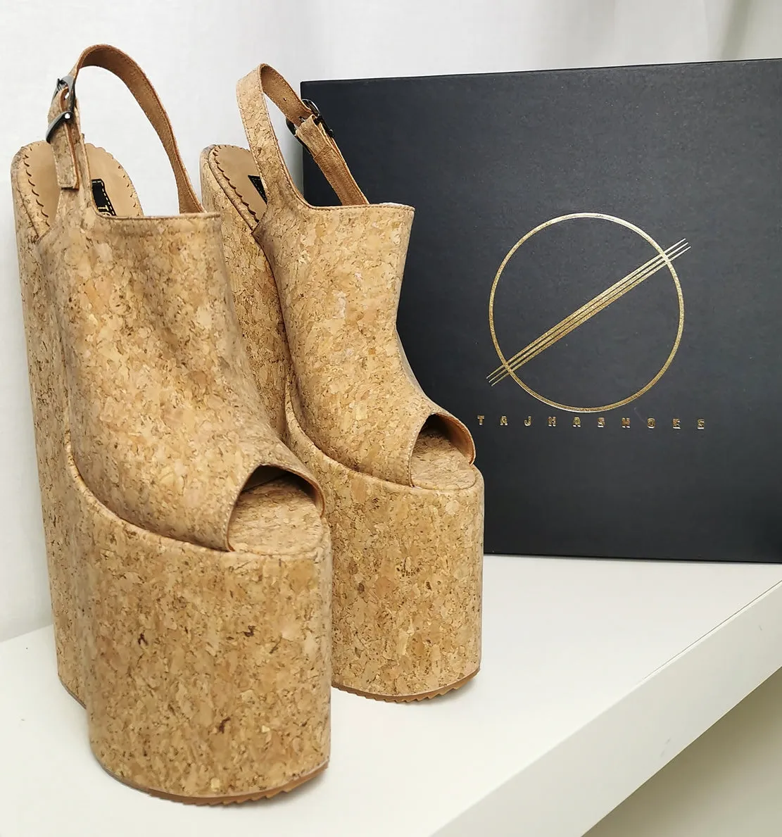 30 cm Extreme High Heel Cork Wedge Sandals