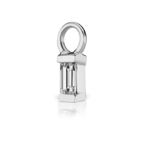 3mm Diamond Baguette Charm by Maria Tash in White Gold.