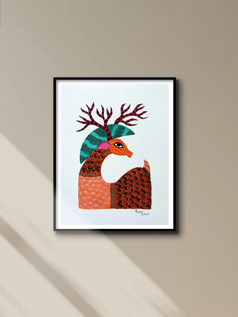 A beautiful Raindeer: Gond art by Kailash Pradhan