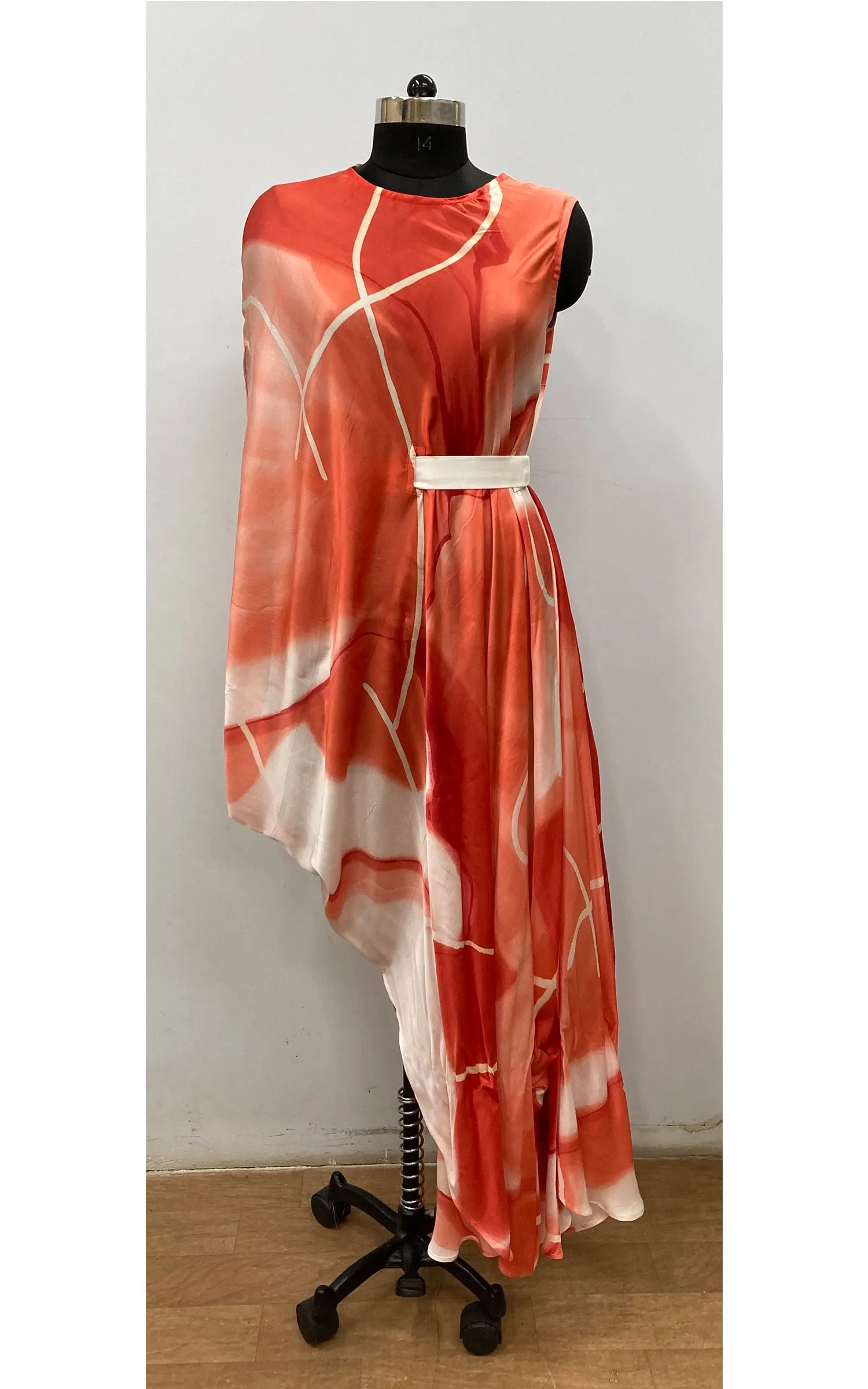 Abstract Printed Sleeveless Drape