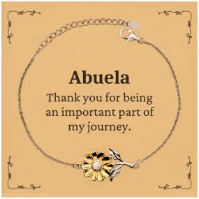 Abuela Appreciation Gifts, Thank you for being an important part, Thank You Sunflower Bracelet for Abuela, Birthday Unique Gifts for Abuela