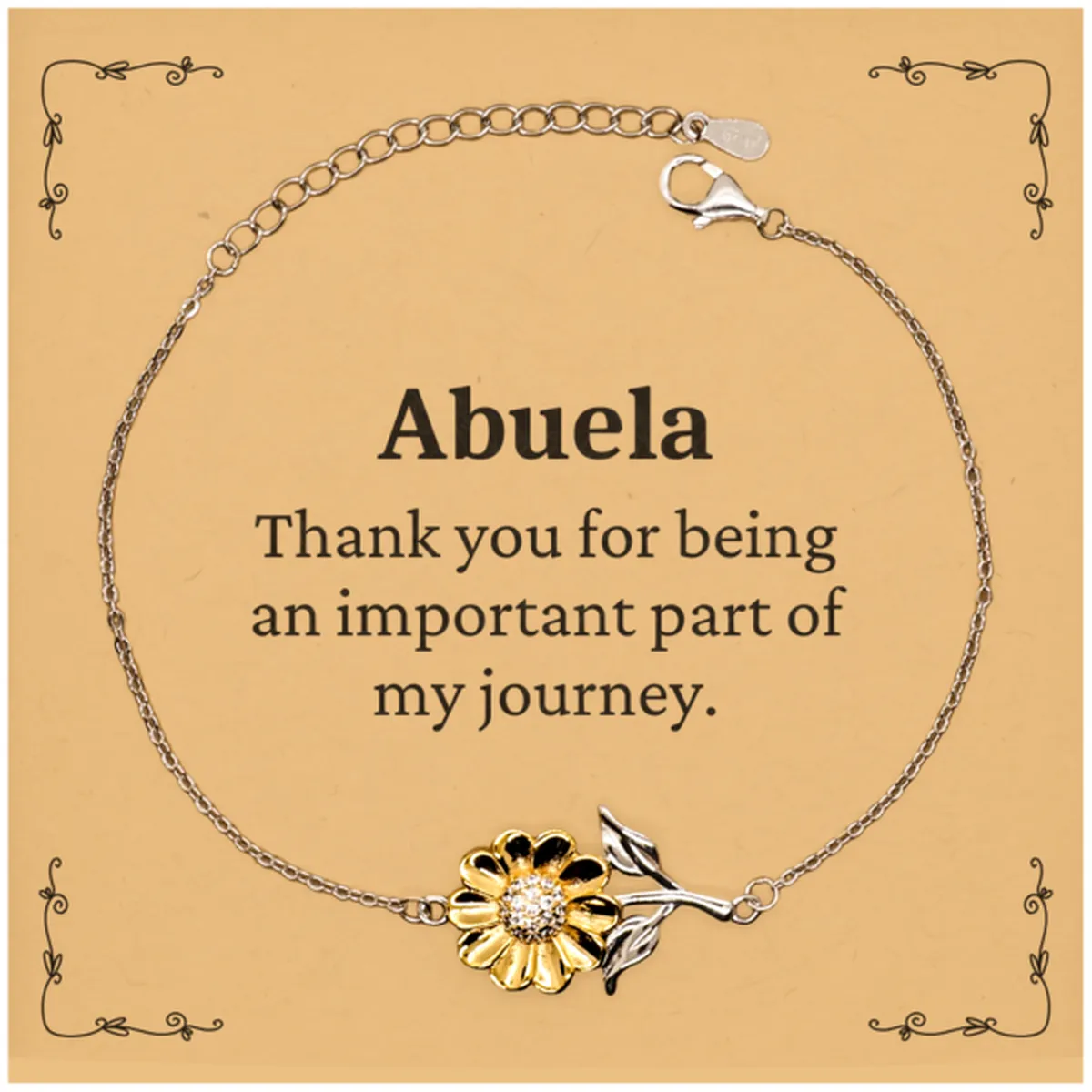 Abuela Appreciation Gifts, Thank you for being an important part, Thank You Sunflower Bracelet for Abuela, Birthday Unique Gifts for Abuela