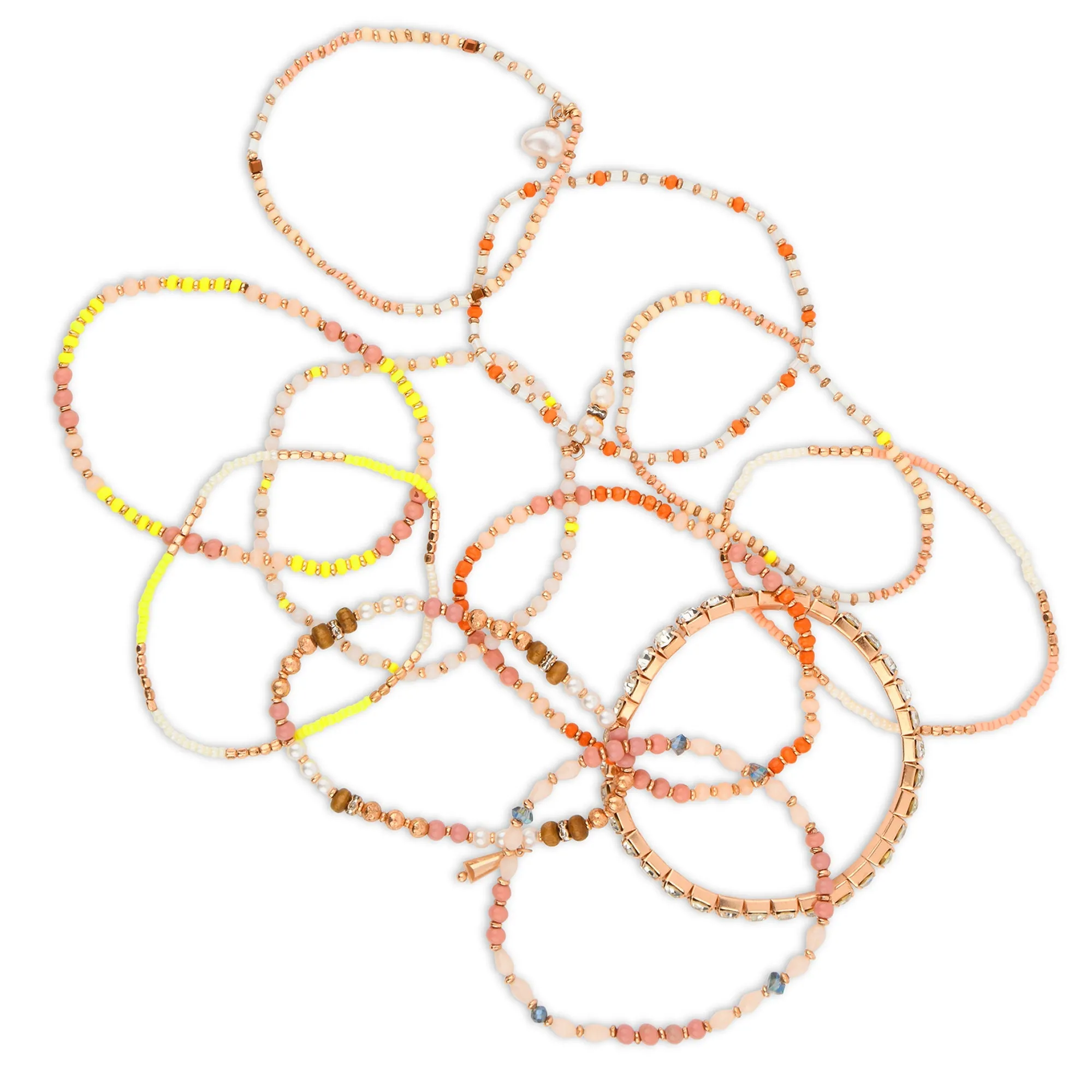 Accessorize London Beaded Stretch Bracelets 11 Pack