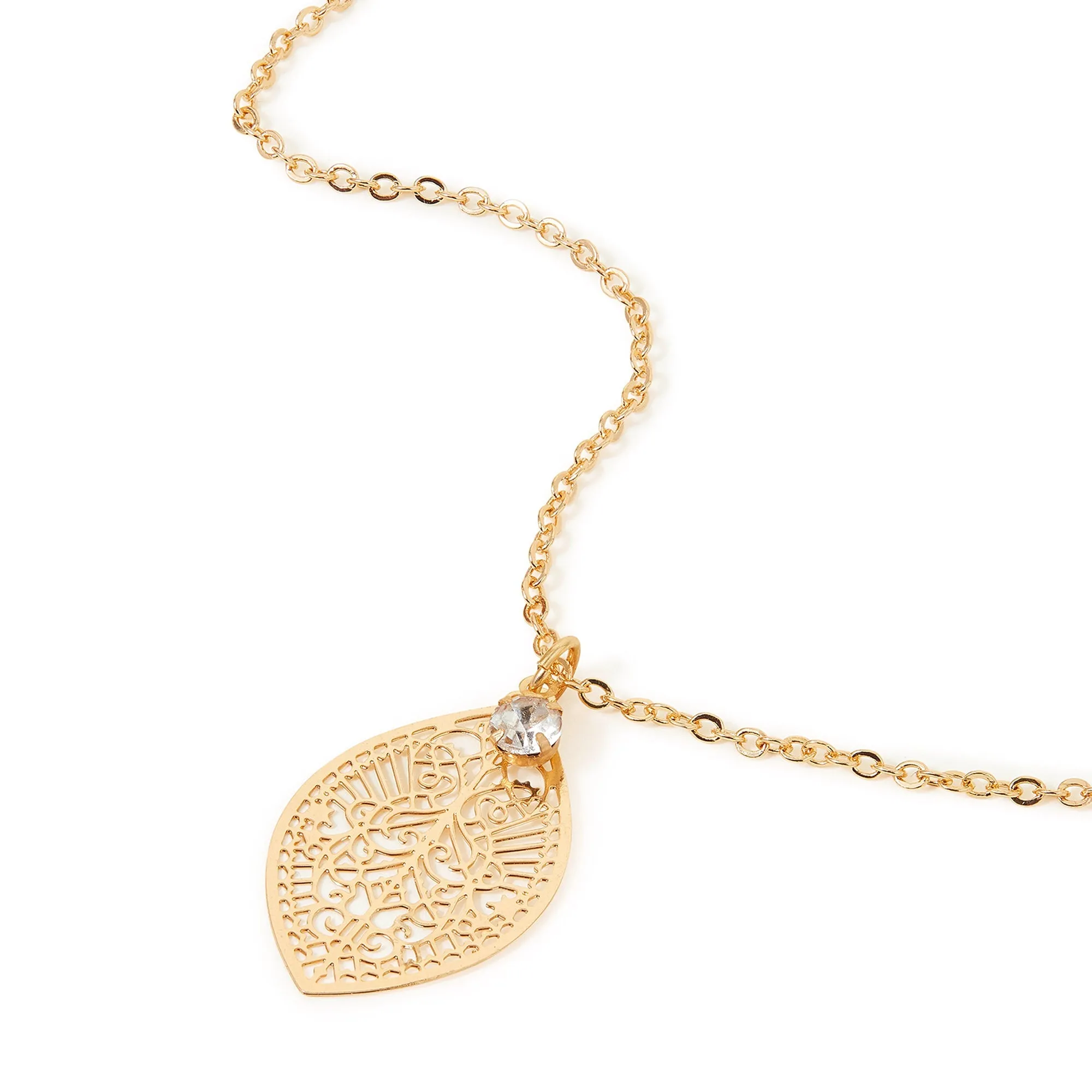 Accessorize London Women's Filigree Leaf Pendant Necklace