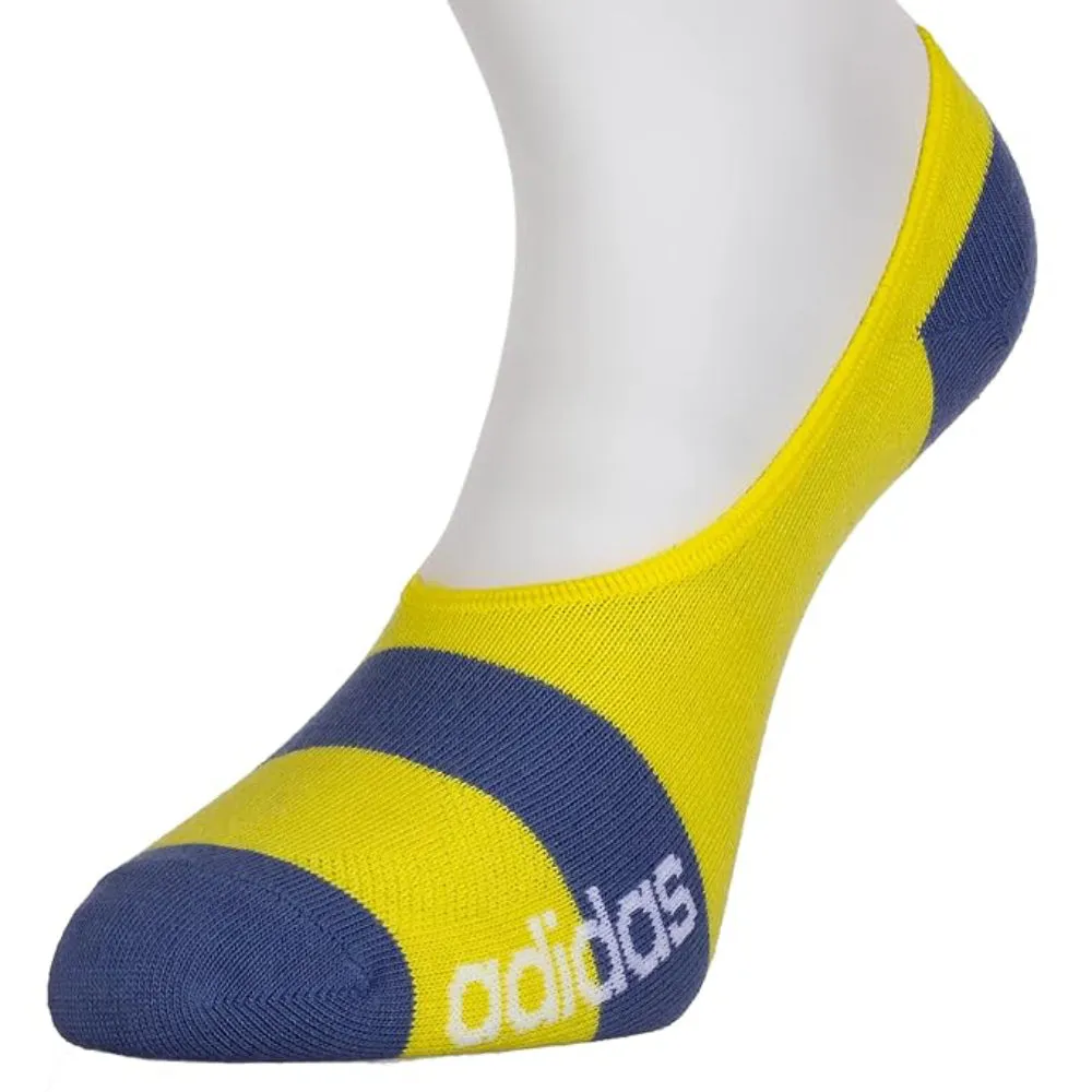 Adidas Women's Flat Knit No Show Socks (Crew Blue/Grey/Acid Yellow)