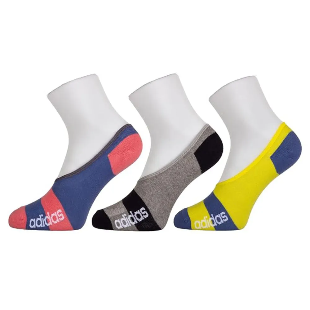 Adidas Women's Flat Knit No Show Socks (Crew Blue/Grey/Acid Yellow)