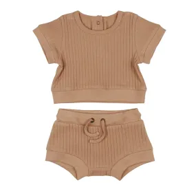 Adobe Ribbed Tee & Shortie Set