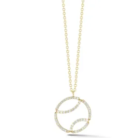 AF Jewelers - Tennis Ball Pendant Necklace with Diamonds and with Chain, 18k Yellow Gold