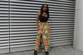 African Print Skirt in Gold Ankara Print - Festival Skirt