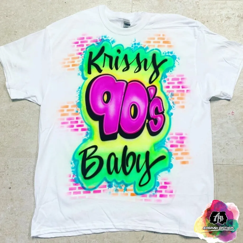 Airbrush 90's Baby w/ Name Shirt Design