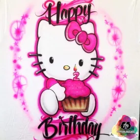 Airbrush Hello Kitty Birthday Shirt Design