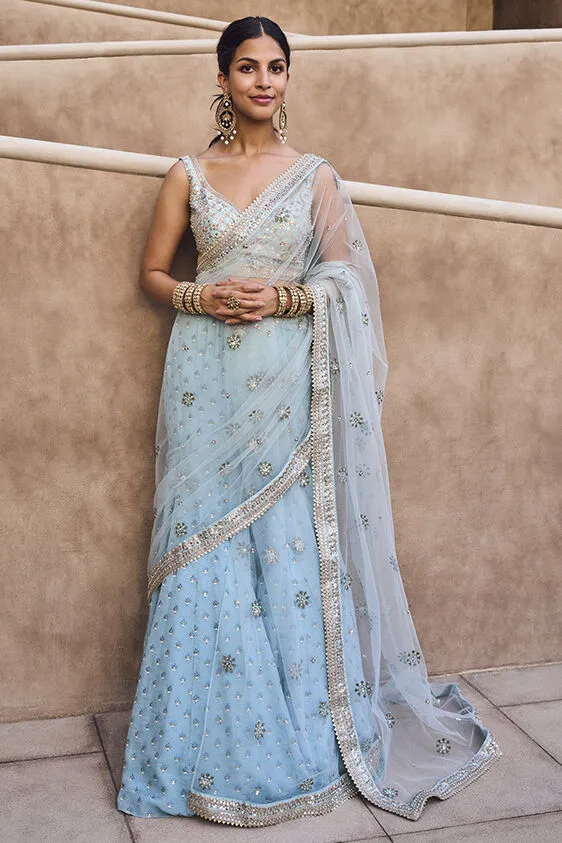 Akasa Gharara Set - Powder Blue