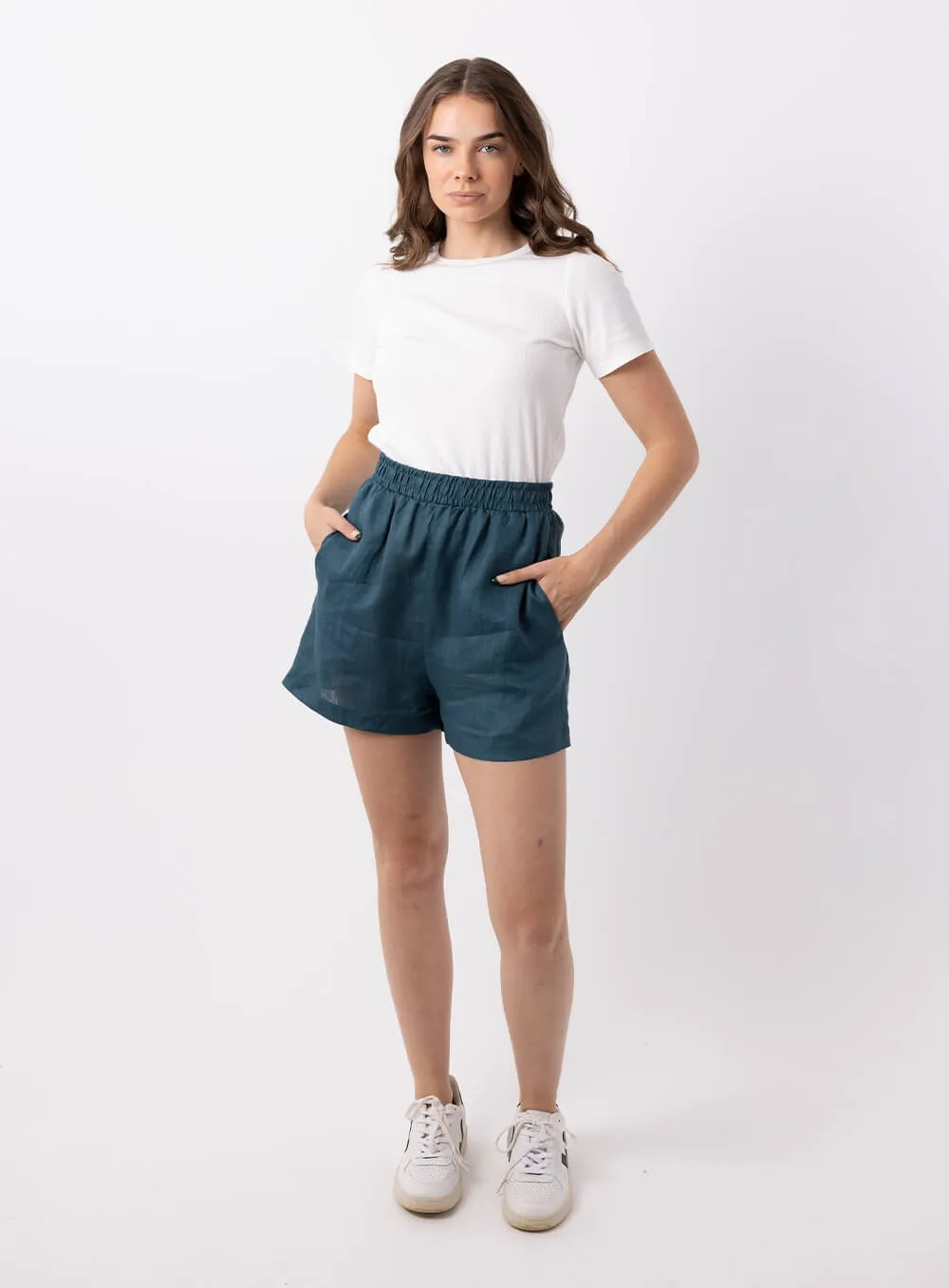 Ali Linen Short-TEAL