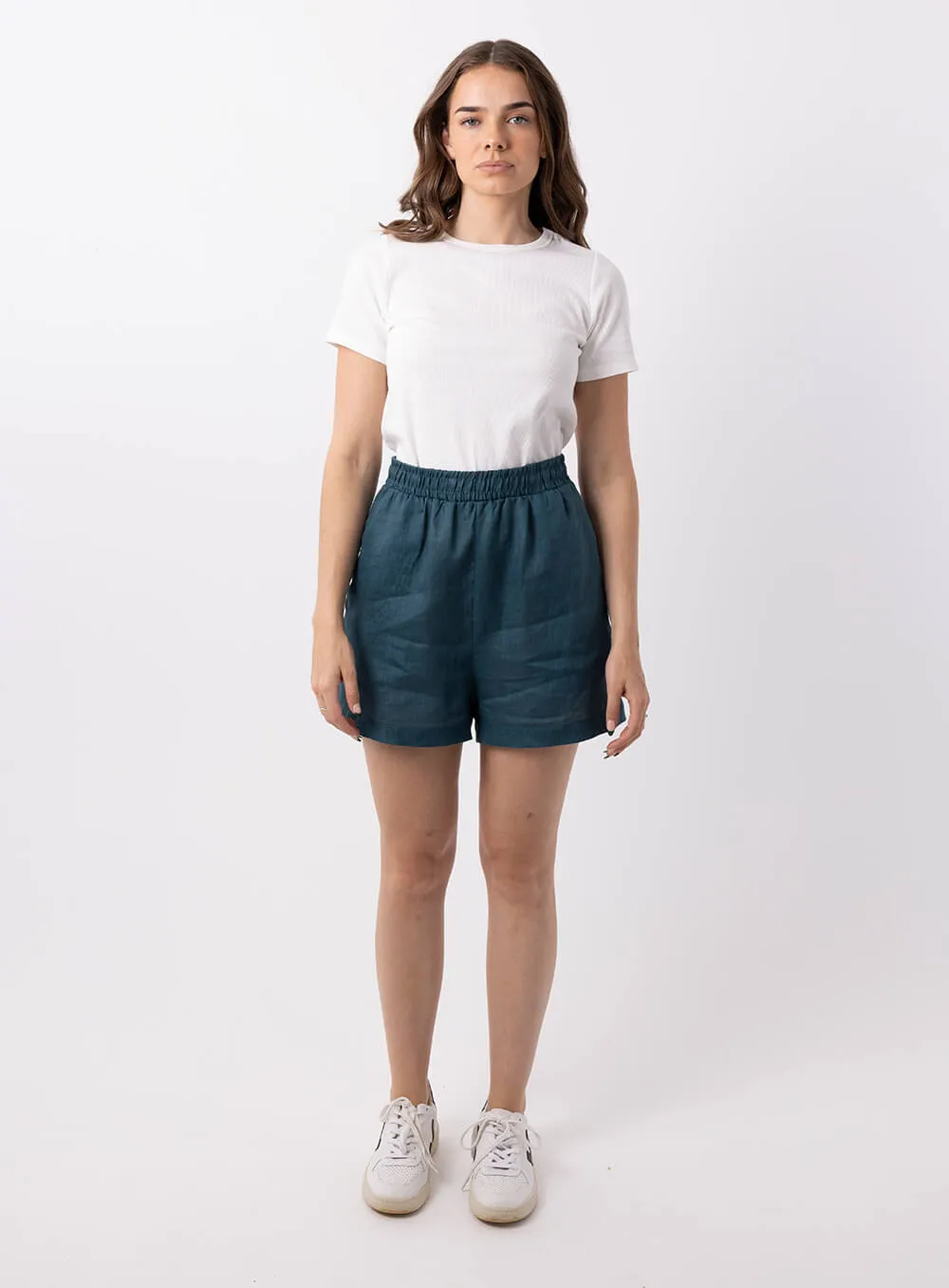 Ali Linen Short-TEAL