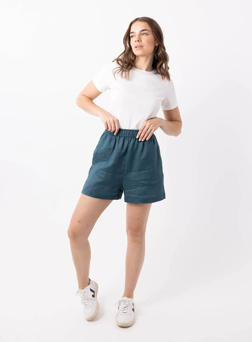 Ali Linen Short-TEAL