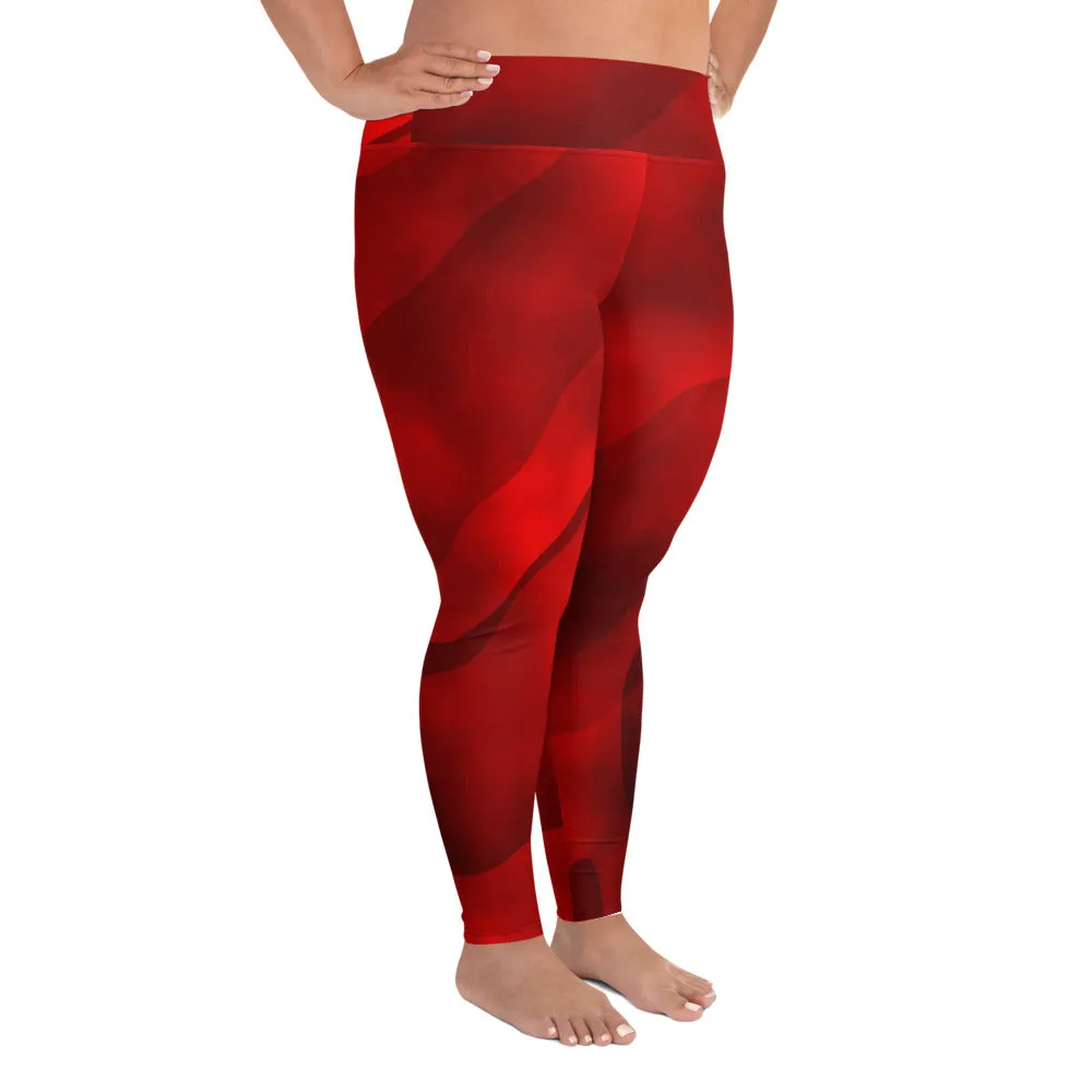 All-Over Print Plus Size Leggings True Red