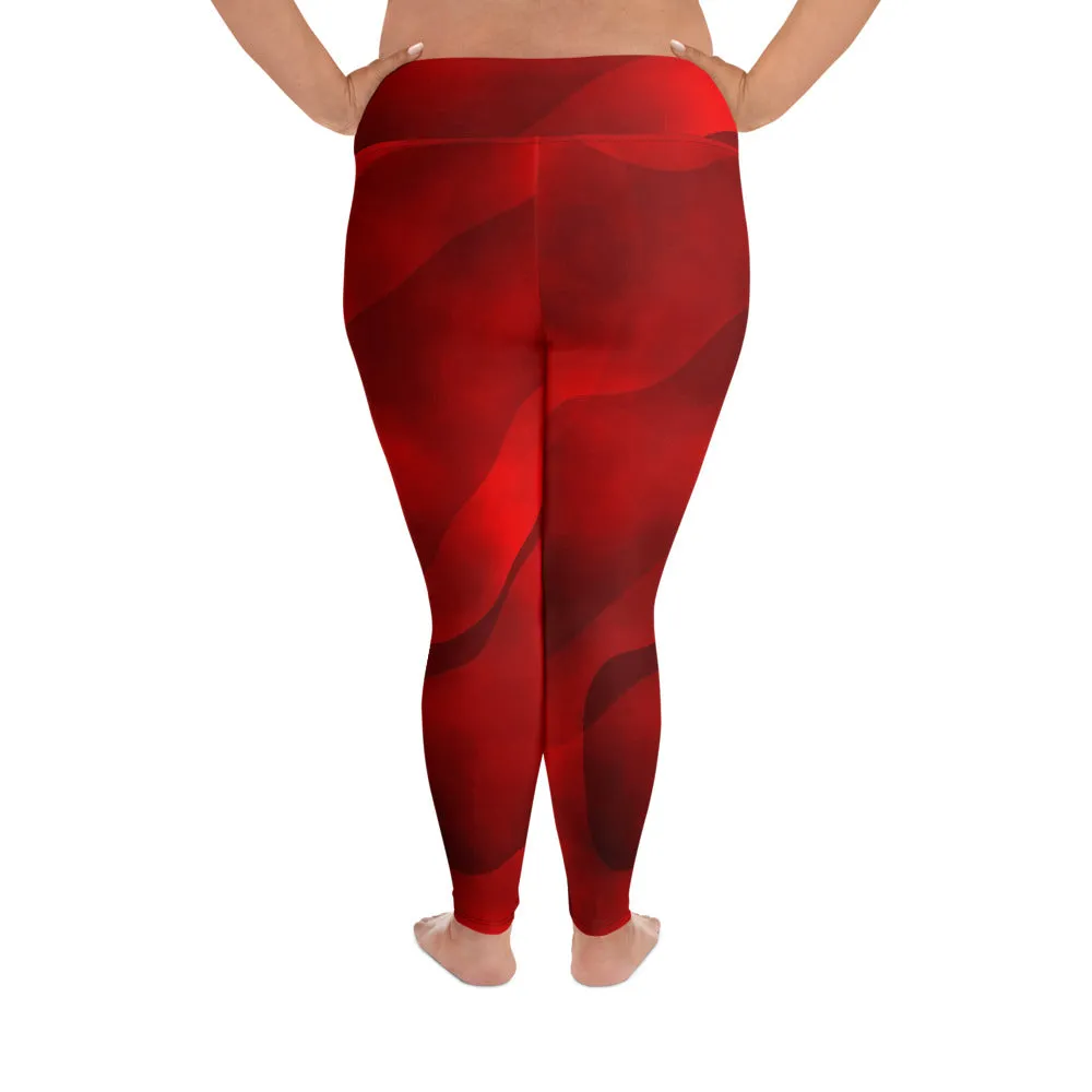 All-Over Print Plus Size Leggings True Red