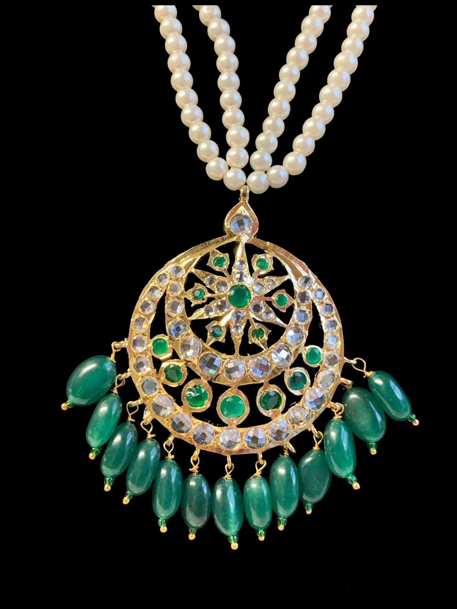 Amara Hyderabadi pendant set with earrings(READY TO SHIP )