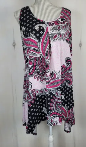 APT PAISLEY PRINT PINK & BLACK DRESS LADIES XL EUC